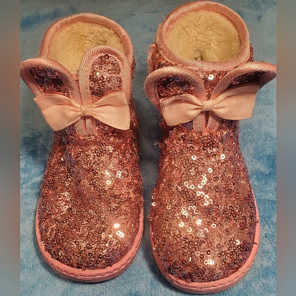 None Other - Size 29 Toddler Girl Pink Sequin Bunny Boots